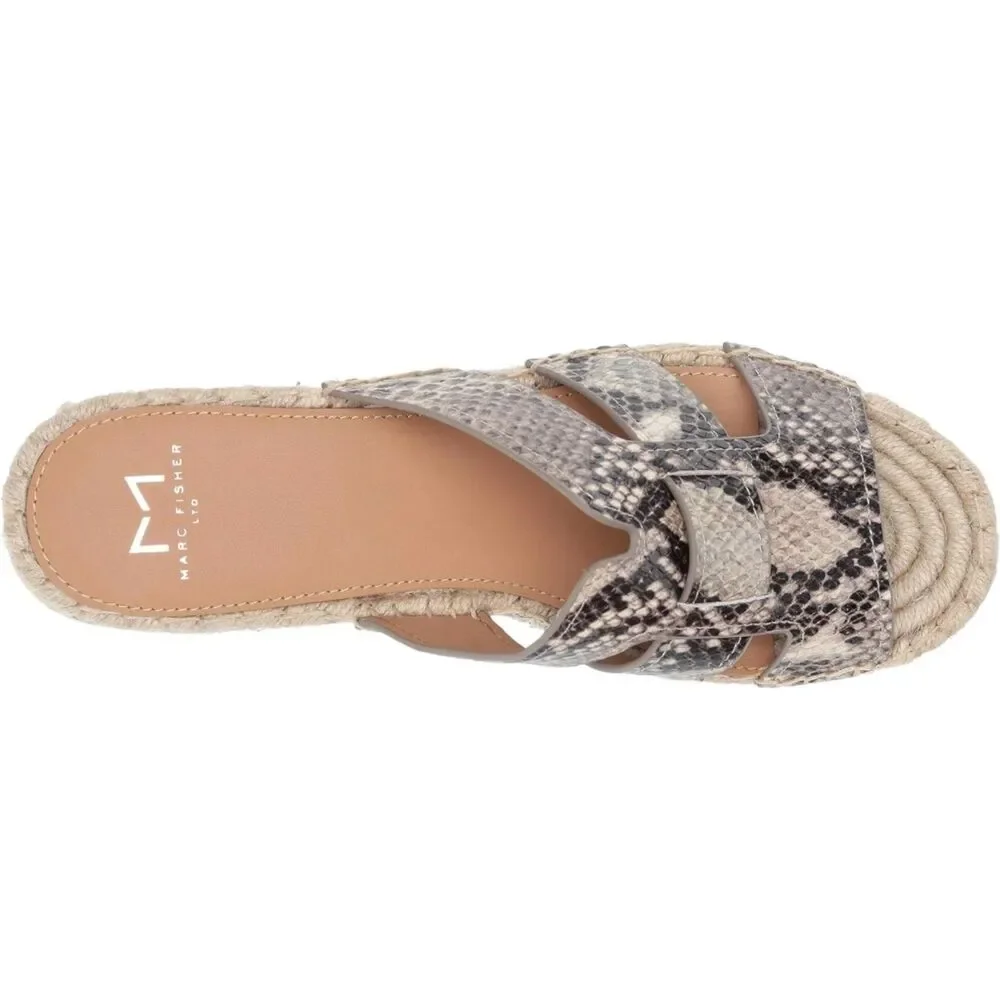 MARC FISHER Robbyn Leather Reptile Platform Espadrille, Sz 8.5